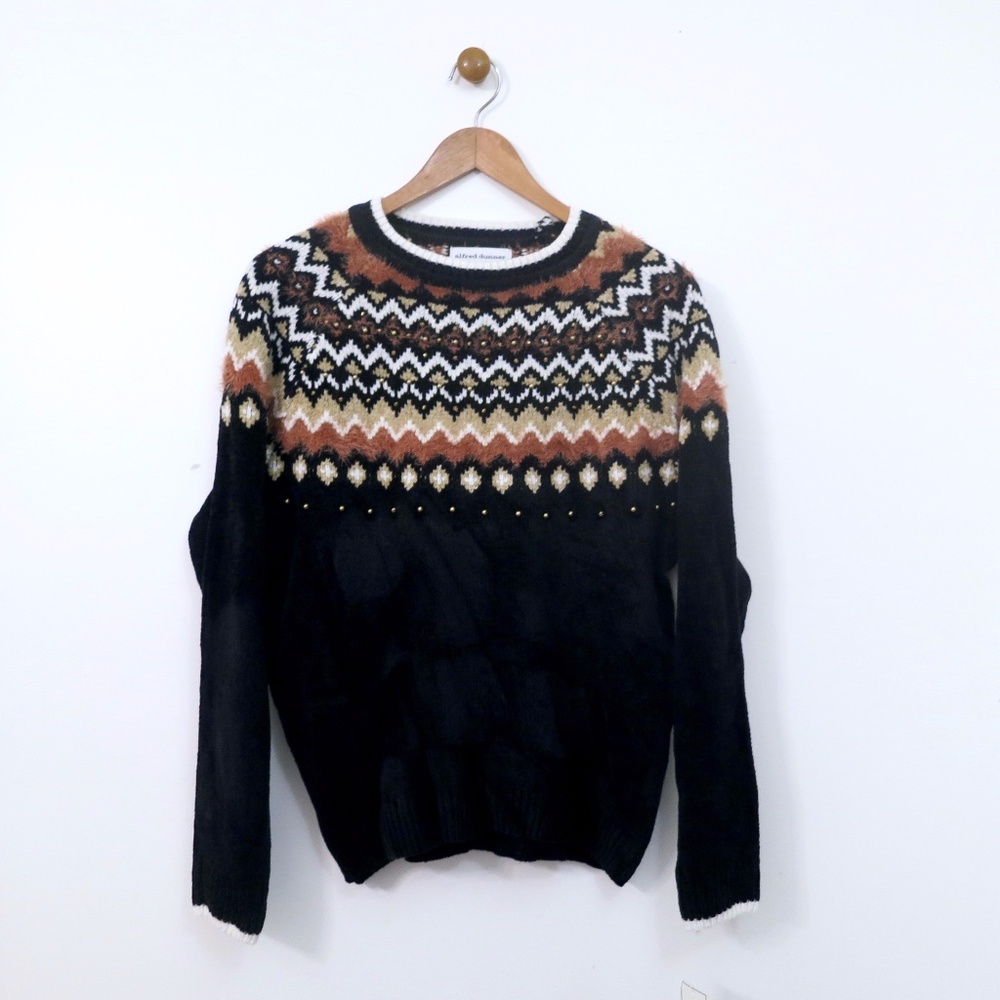 NWT Fair Isle Crew Neck Sweater Super Soft Embellished Size XL P